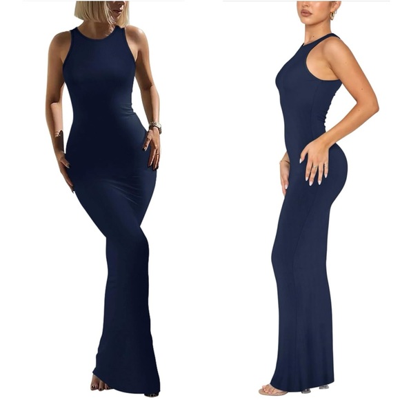 Women's Basic Summer Sexy Lounge Tank Long Dress Elegant Sleeveless Halter Neck - Picture 1 of 17